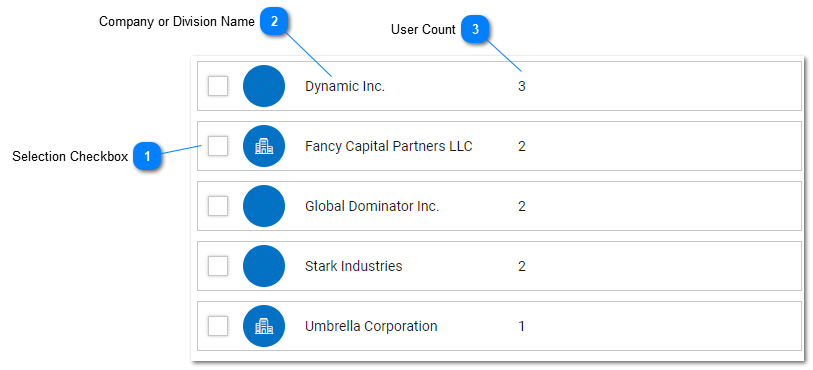 Help Desk - Companies and Divisions List