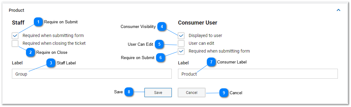 Task Product / Group Settings and Options