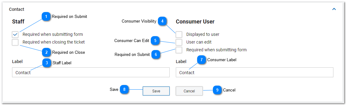 Task Contacts Settings