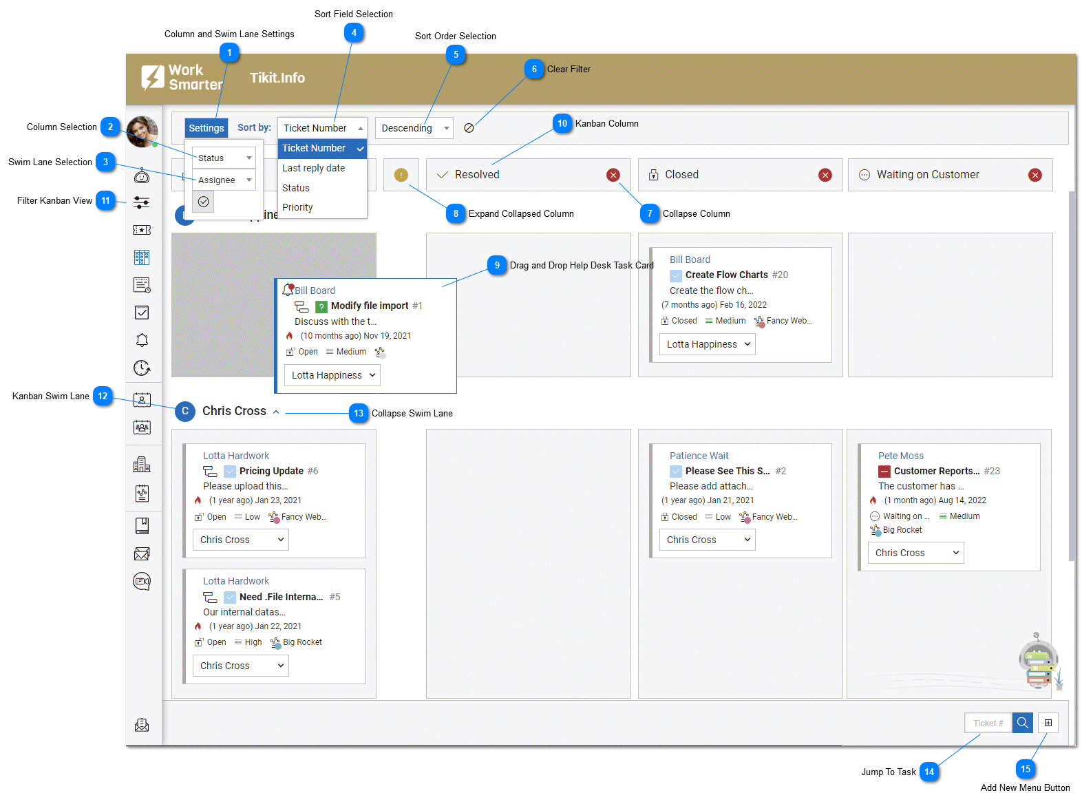 Helpdesk and Ticket System Kanban View Screenshot