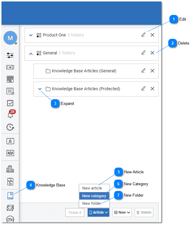 Knowledge Base - Categories and Folders