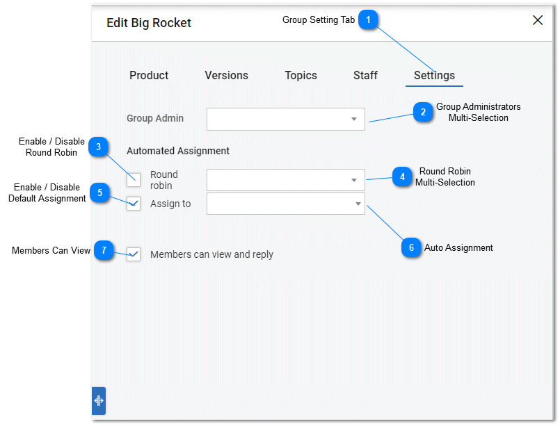 Help Desk - Product and Group Settings